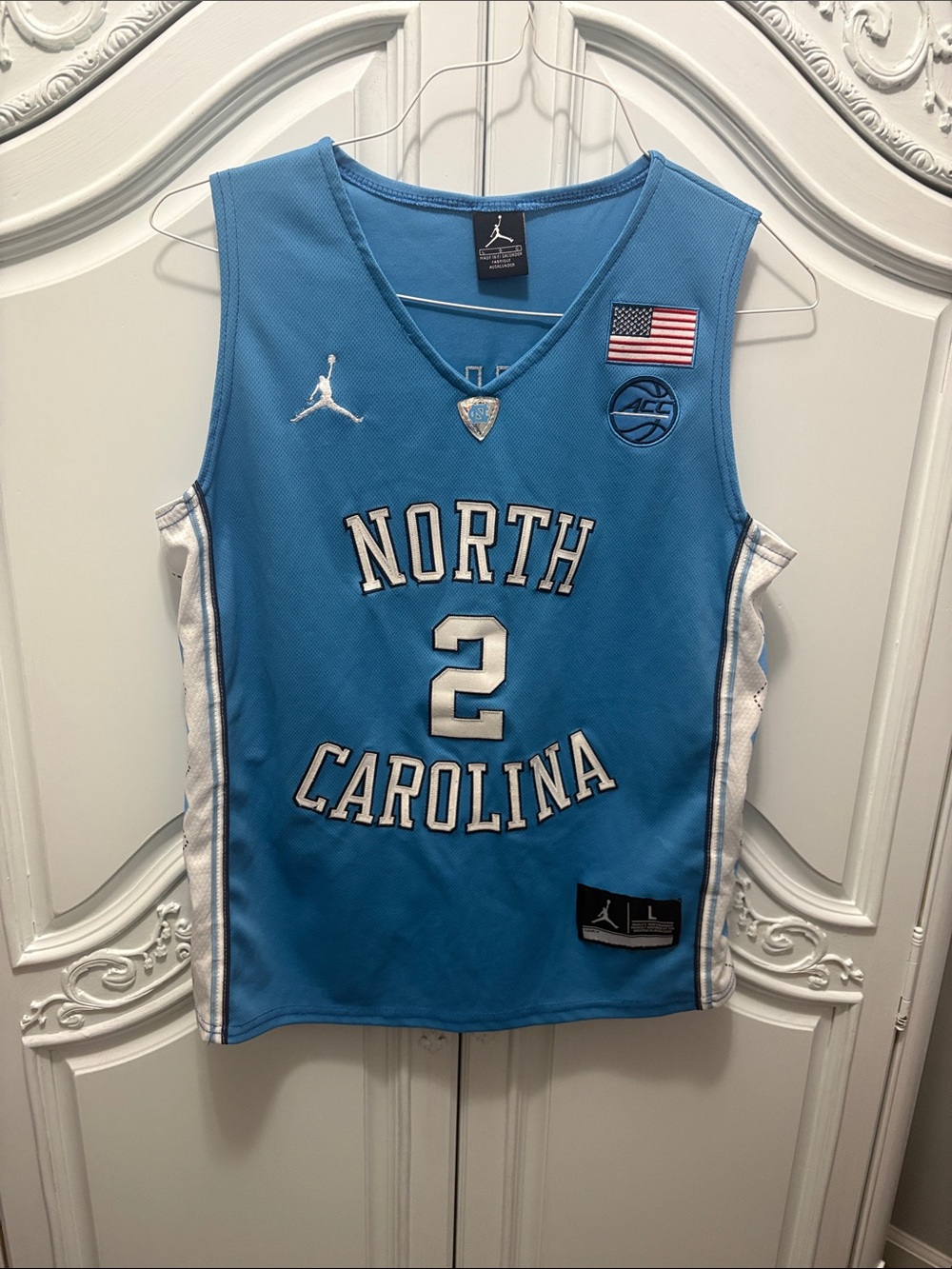 North Carolina #2 Men's Basketball Jersey - Carolina Blue - Jordan Stitching